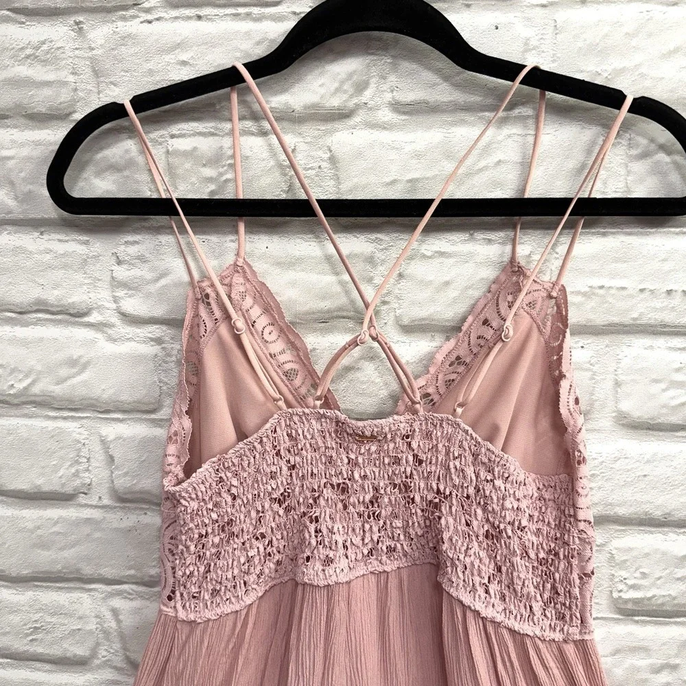 Y2K Victorias Secret Pink Dress Fairy Lace Babydoll Crochet Blush Pink Sz Large